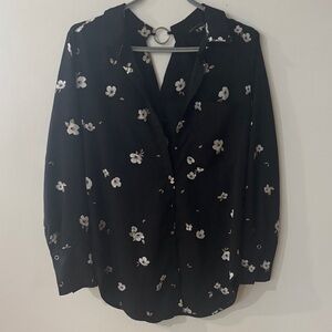 Dynamite Black Floral Button Down Shirt